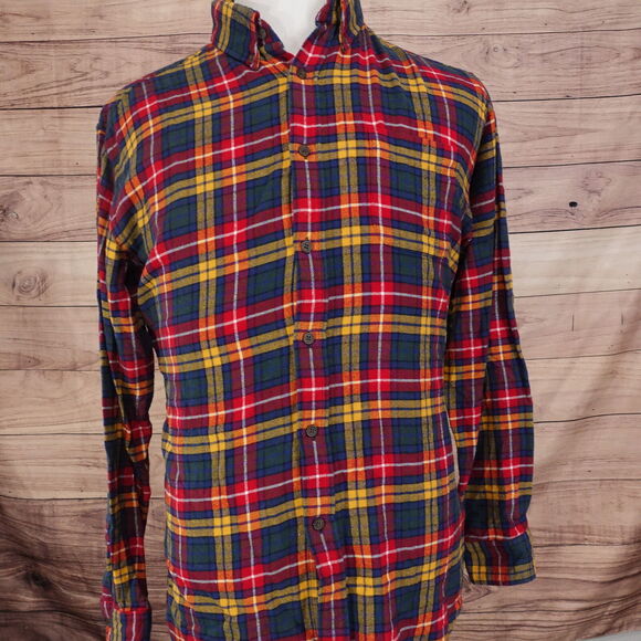 CROFT & BARROW LONG SLEEVE PLAID FLANNEL BUTTON UP SHIRT MENS SZ M **READ** - Picture 3 of 8